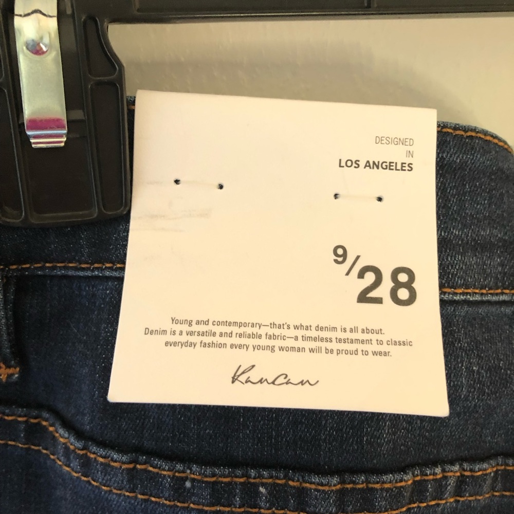 KanCan Jeans Skinny Jeans Dark Wash Fringe & Zipper Hem Sz 9/28 BNWT Style 7285D - Picture 10 of 13